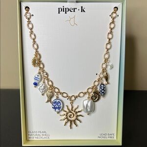 Piper K | Sunburst Nautical Inspired Natural Shell Pearl Ceramic Charm Necklace